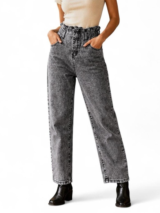 Vervet Denim - VERVET Gray Acid Wash Stretch Waist Jeans Cropped Straight Leg